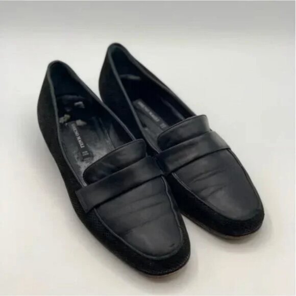 Bruno Magli Black Leather and Suede Loafers Size 7.5 - Picture 1 of 8